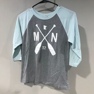 Minnesota Paddles Women's 3/4 Tee Shirt - Youth Large Blue Gray and White